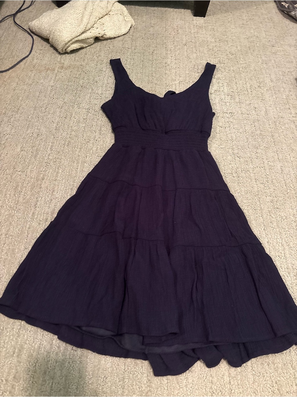 Sleeveless Navy Tiered Summer Dress